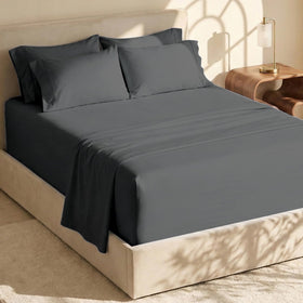 Hearth & Harbor extra deep-pocket fitted sheet on a tall mattress for secure fit