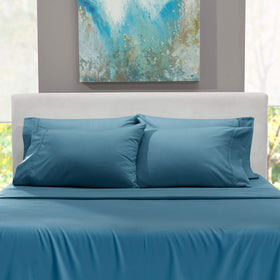 Hearth & Harbor Blue Heaven color swatch reveals fade-resistant fabric.
