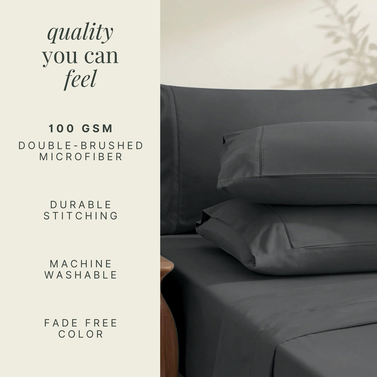 Hearth & Harbor grey pillow case 20x40, wrinkle-resistant and quick to dry.