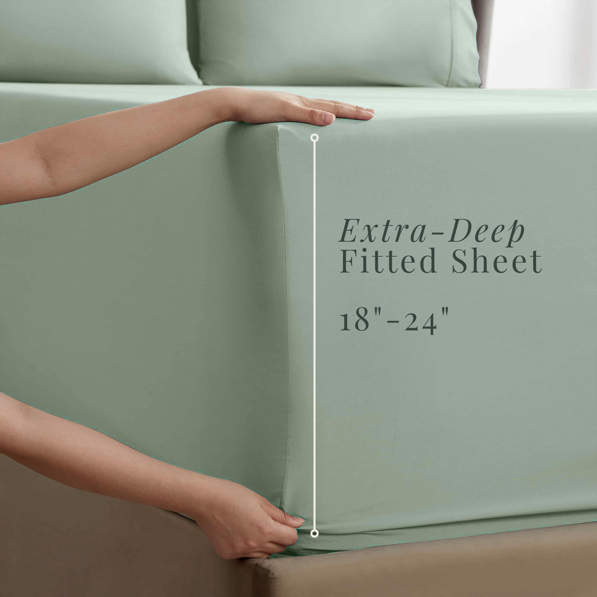 Hearth & Harbor flat sheet in ice green measures 90x102 for ample drape and comfort.
