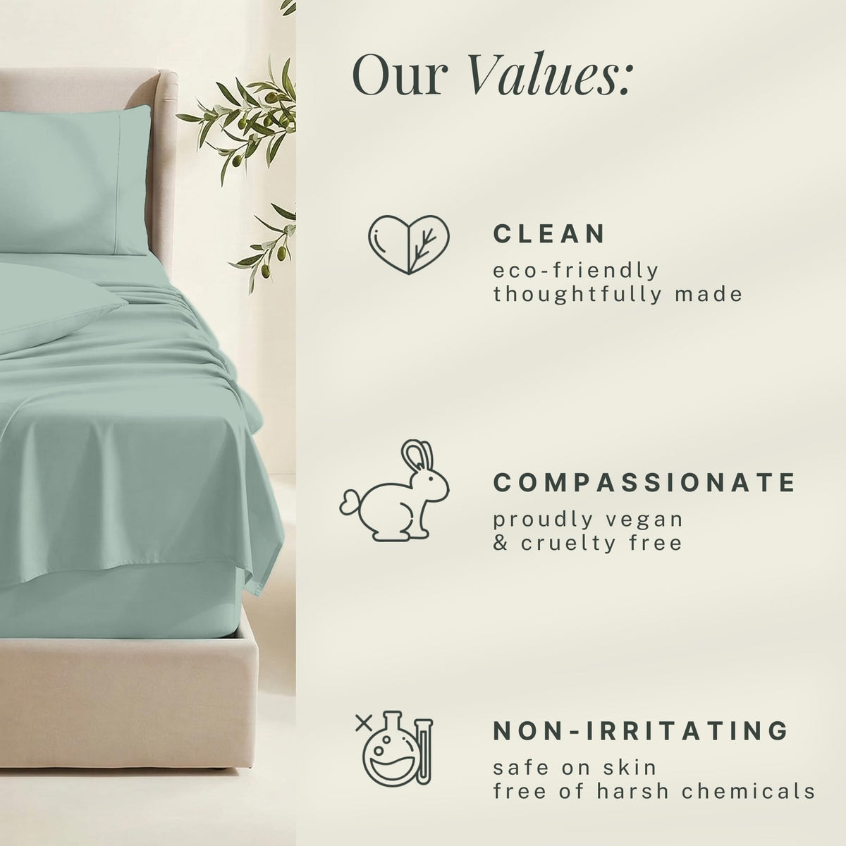 Hearth & Harbor ice green bedding remains secure on tall mattresses with all-around stretch.
