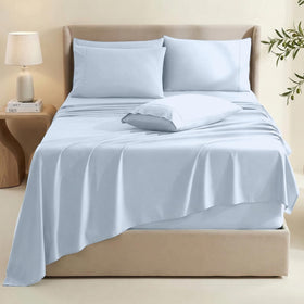 Hearth & Harbor king flat sheet laid flat showing generous 105x102 inches for ample coverage