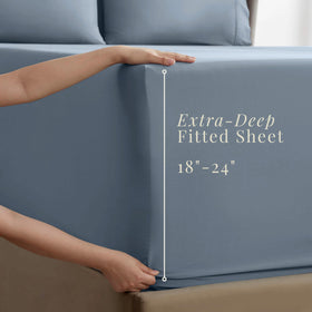 Hearth & Harbor luxury 6-piece set includes fitted sheet, flat sheet, and four pillowcases.