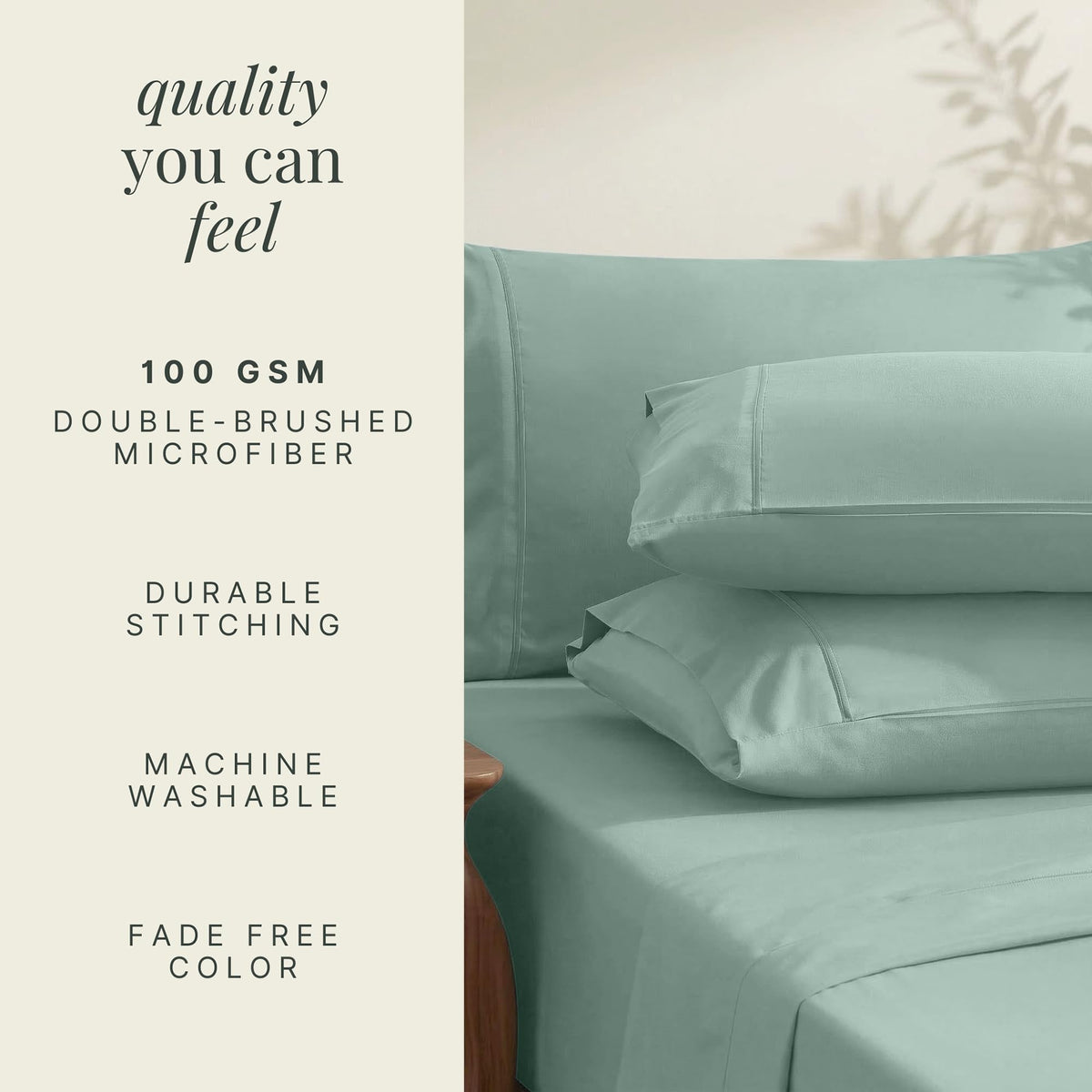 Hearth & Harbor machine-washable sheets simplify laundry days.