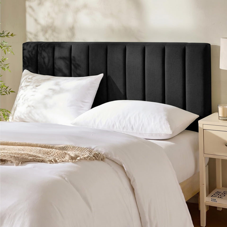 Hearth & Harbor upholstered queen headboard wall-mounted for tool-free installation.