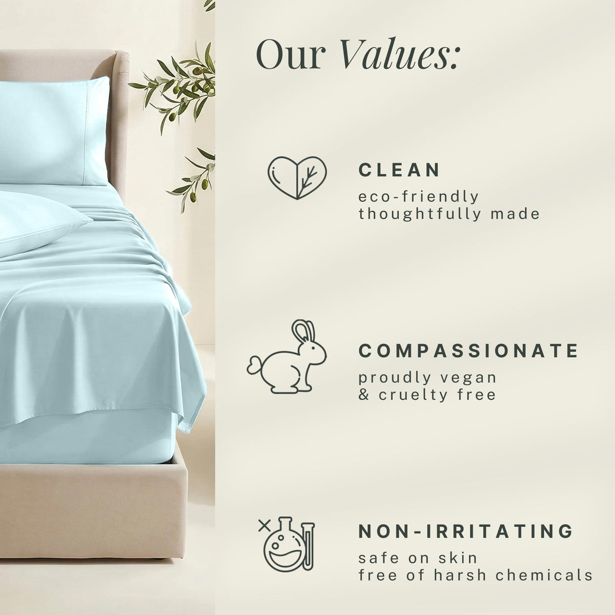 Hearth & Harbor easy-care sheets machine wash cold and tumble dry low.