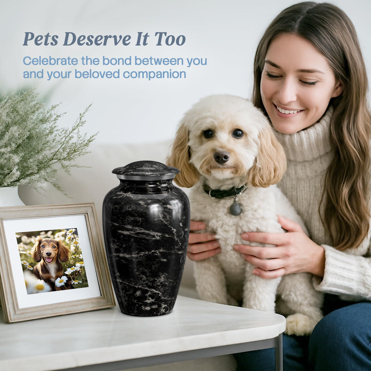 Hearthy Home decorative urn suitable for living room memorials.