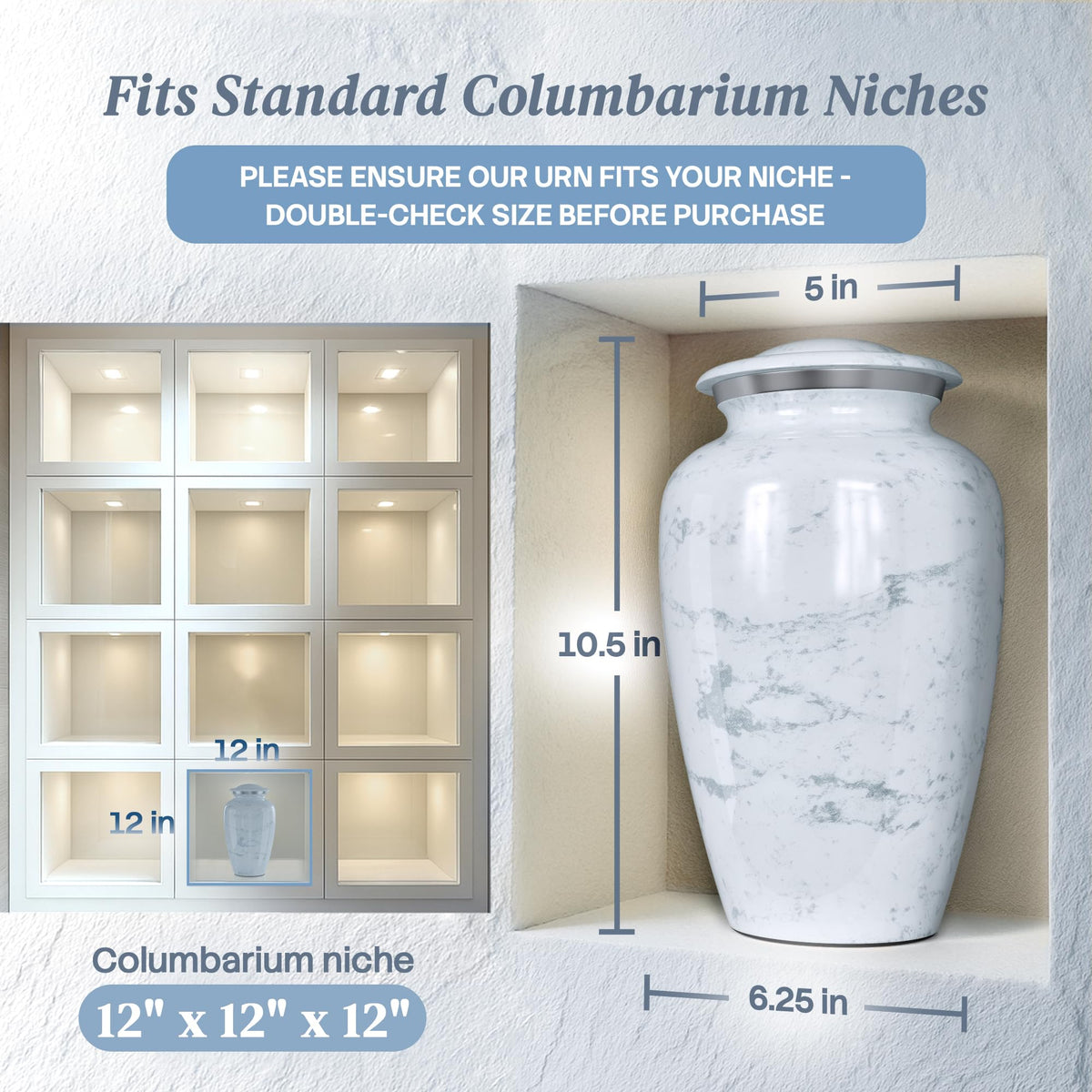 Hearthy Home large urn marble finish on display mantel for memorial