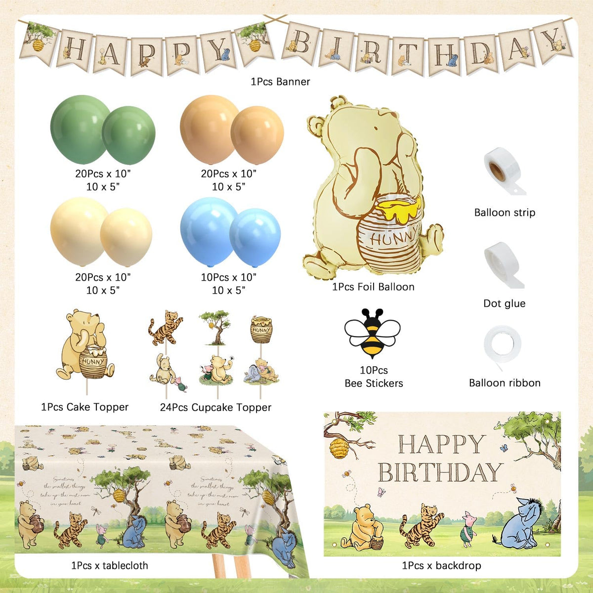 Heboland Winnie Bear backdrop creates a storybook photo scene.