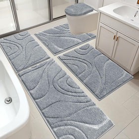 HEBE Rugs 5-piece bath rug set full view for coordinated bathroom decor