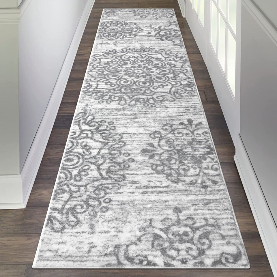 HEBE RUGS hallway runner 2x8 grey soft pile ideal for high-traffic spaces.