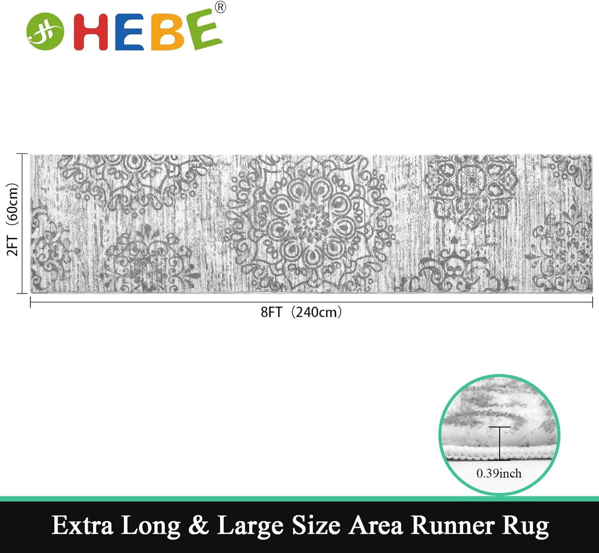 HEBE RUGS distressed medallion design adds vintage boho charm to entryways.