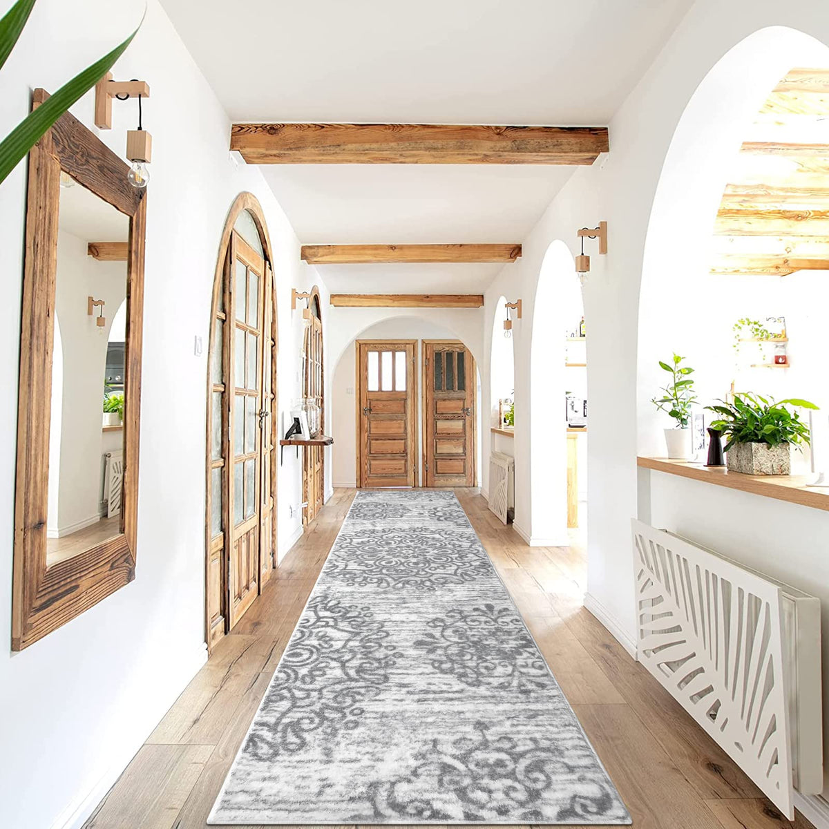HEBE RUGS ships folded; flatten to restore full shape after unpacking.