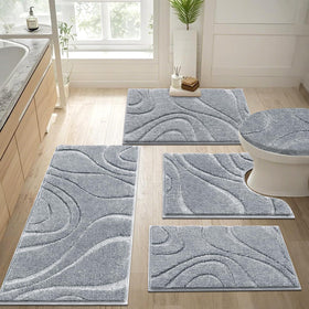 HEBE Rugs light grey color offers clean, modern bathroom style