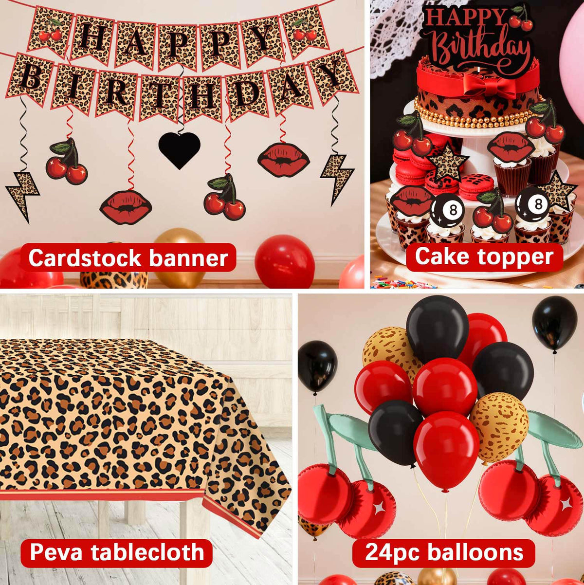 Heboland red cheetah balloons elevate party decor with color.