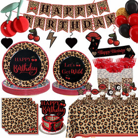 Heboland red cheetah plates for sturdy serving at celebrations.