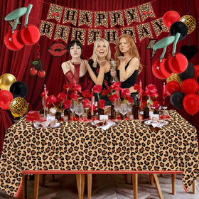 Heboland red cheetah swirls create dynamic ceiling decor.