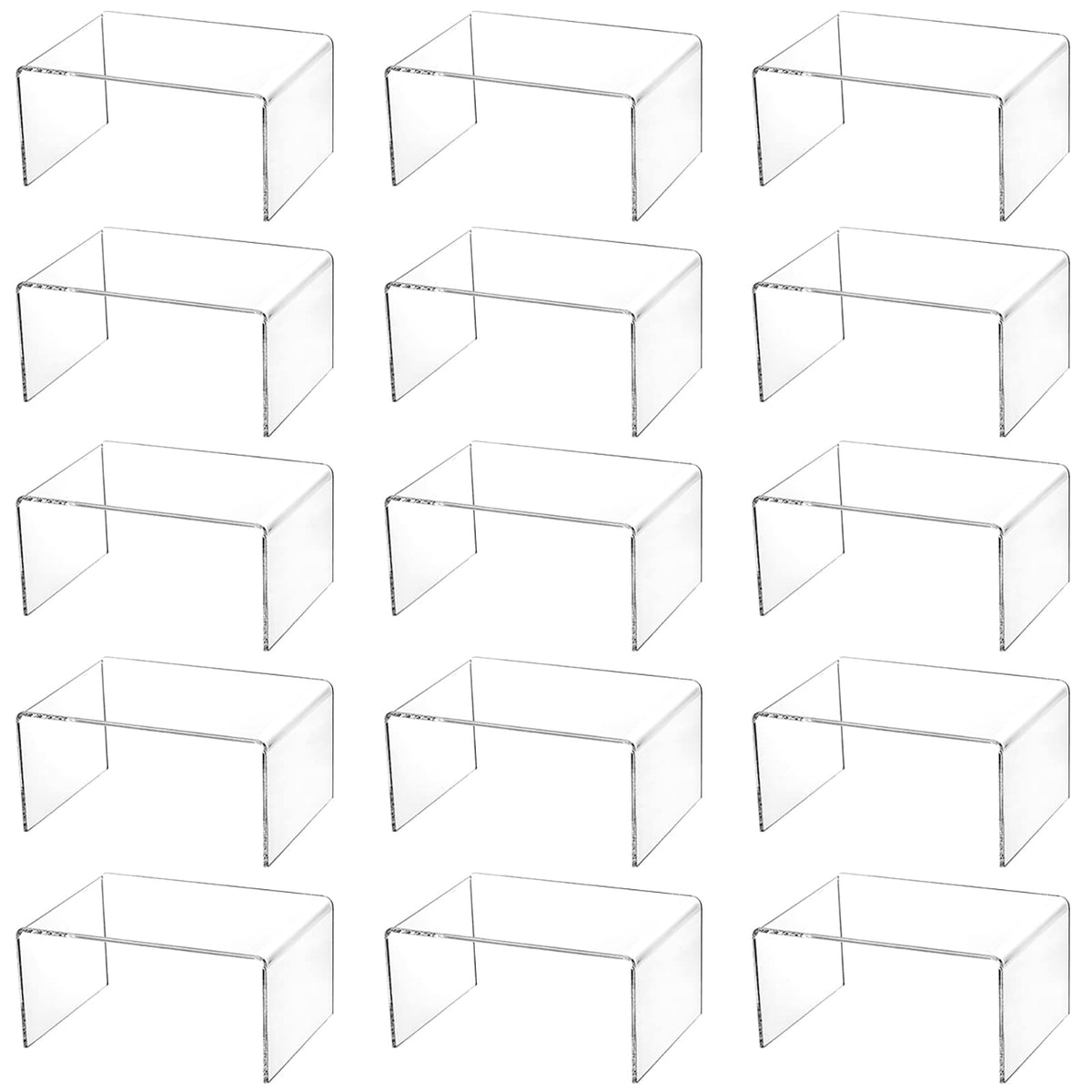 Hedume clear acrylic risers front view for organized jewelry display
