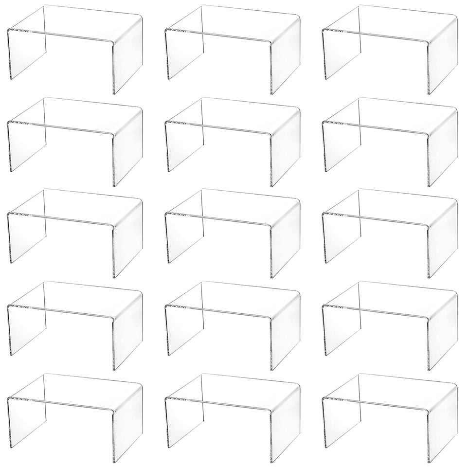 Hedume clear acrylic risers front view for organized jewelry display
