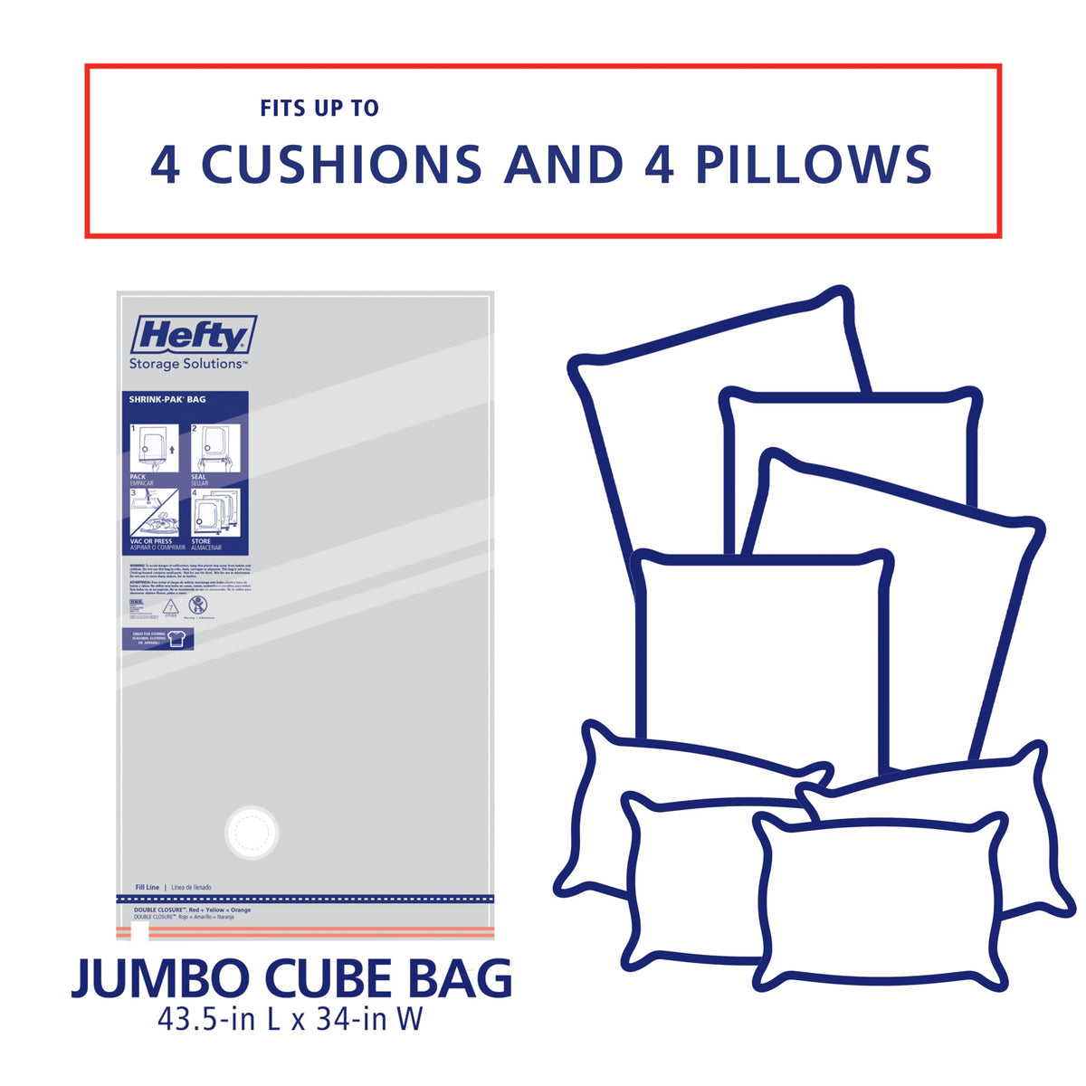 Clothes packed in Hefty Shrink-Pak cubes for efficient travel storage.