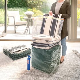 Durable, reusable Hefty Shrink-Pak material designed for repeated use.