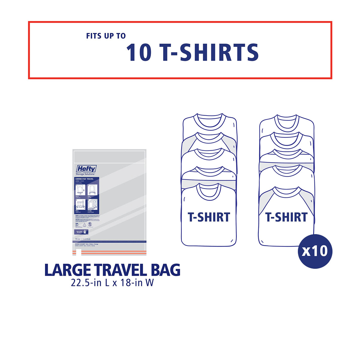 Hefty Shrink-Pak in suitcase shows organized, clutter-free luggage.