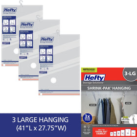Hefty Shrink-Pak vacuum press action demonstrates easy pack, seal, vac steps.