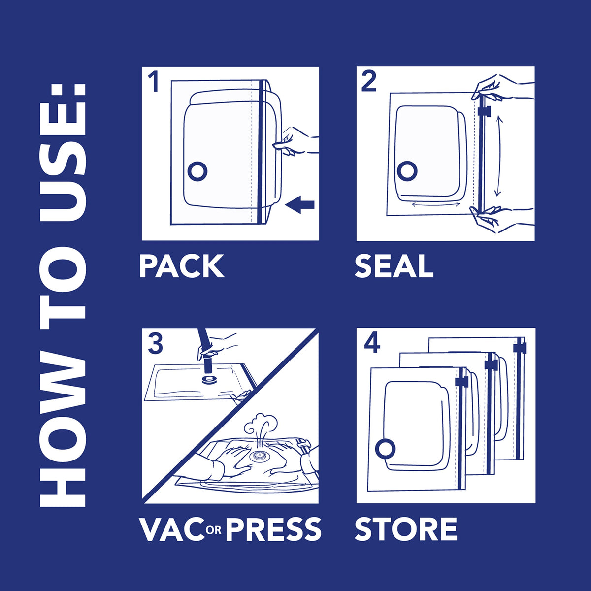 Perfect for travel or moving, these bags keep essentials organized and compact.