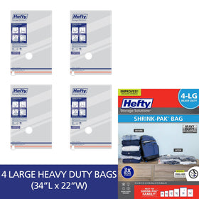 Easy-closure Hefty seal demonstrates airtight storage for clothes.