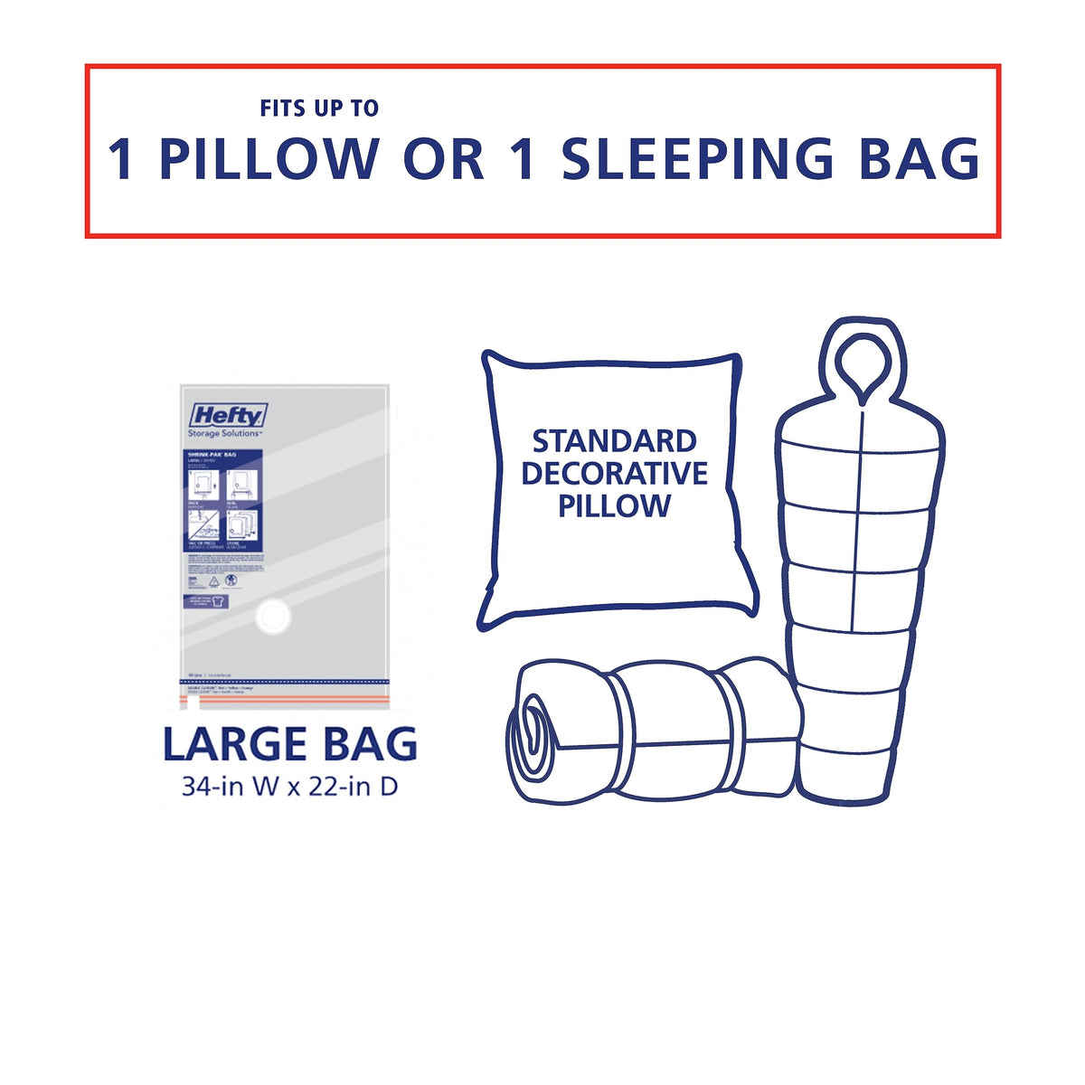 Bedding stored securely in Hefty vacuum bags during off-season storage.