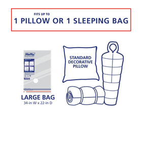 Bedding stored securely in Hefty vacuum bags during off-season storage.