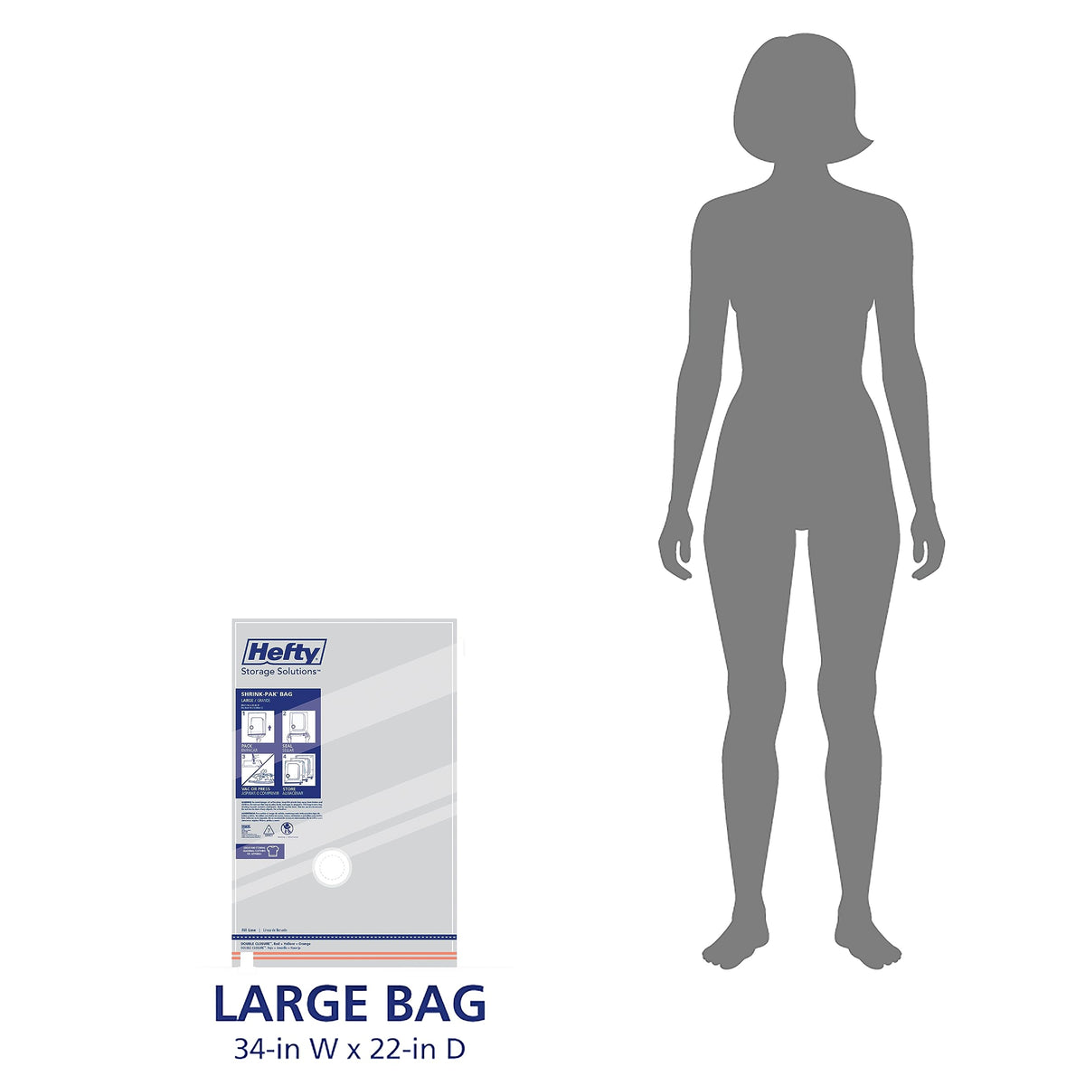 Travel-pump included with Hefty vacuum bags for quick air removal.
