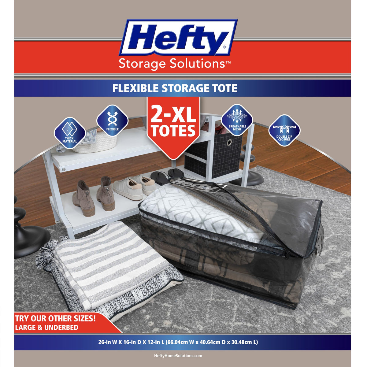 Hefty water resistant plastic bag protects clothes during transport
