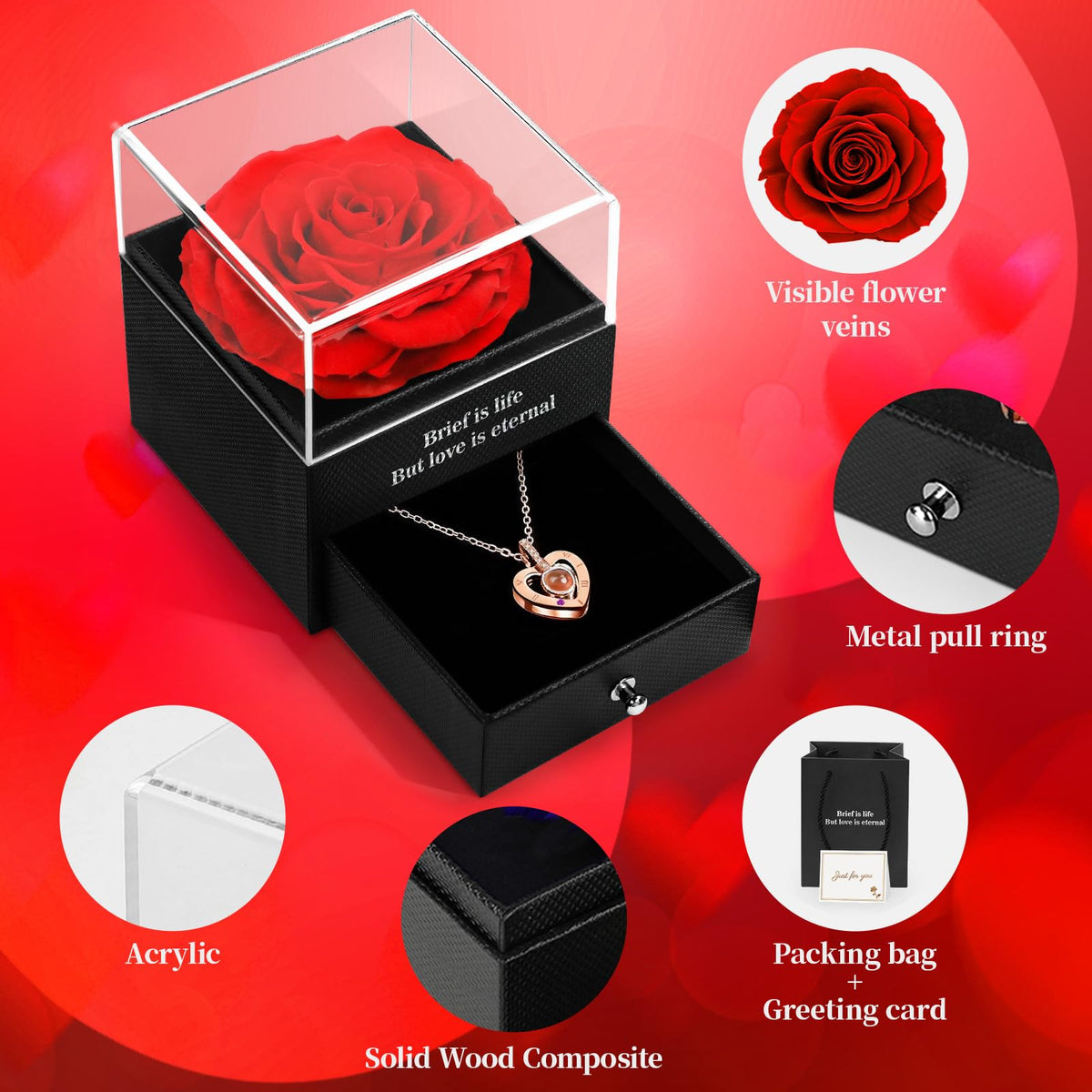 HEGUD 100 languages necklace detail highlights multilingual love messaging.