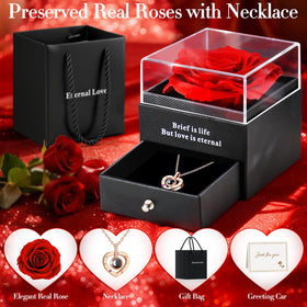 HEGUD rose gift box with card presents a romantic, maintenance-free keepsake.