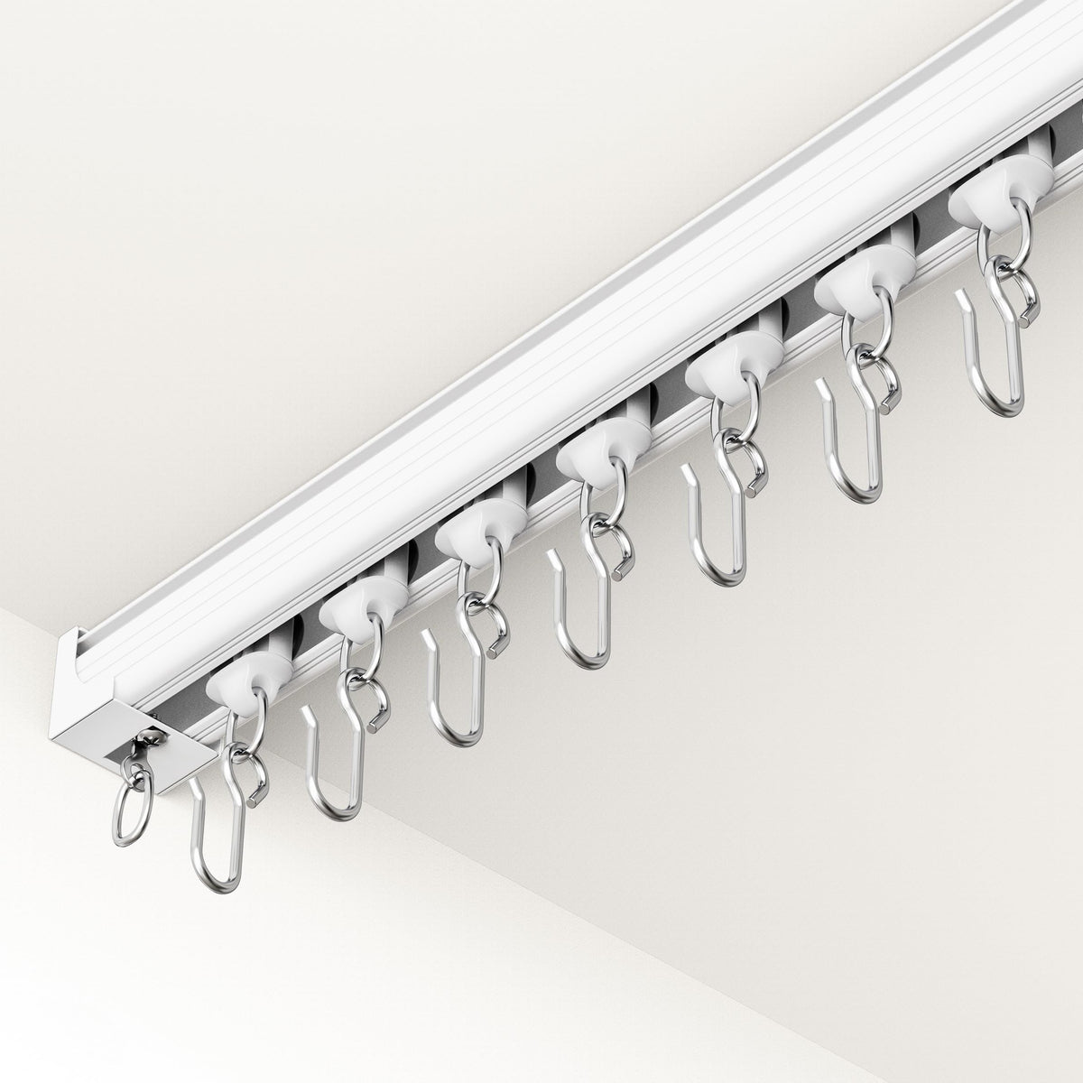 hei! dear ceiling curtain track 6-9ft white with smooth rollers for quiet gliding.