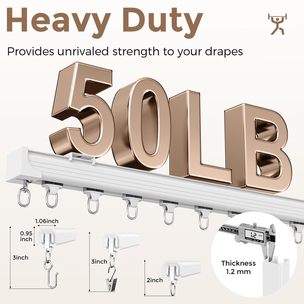 hei! dear heavy-duty aluminum track close-up highlighting durable construction.