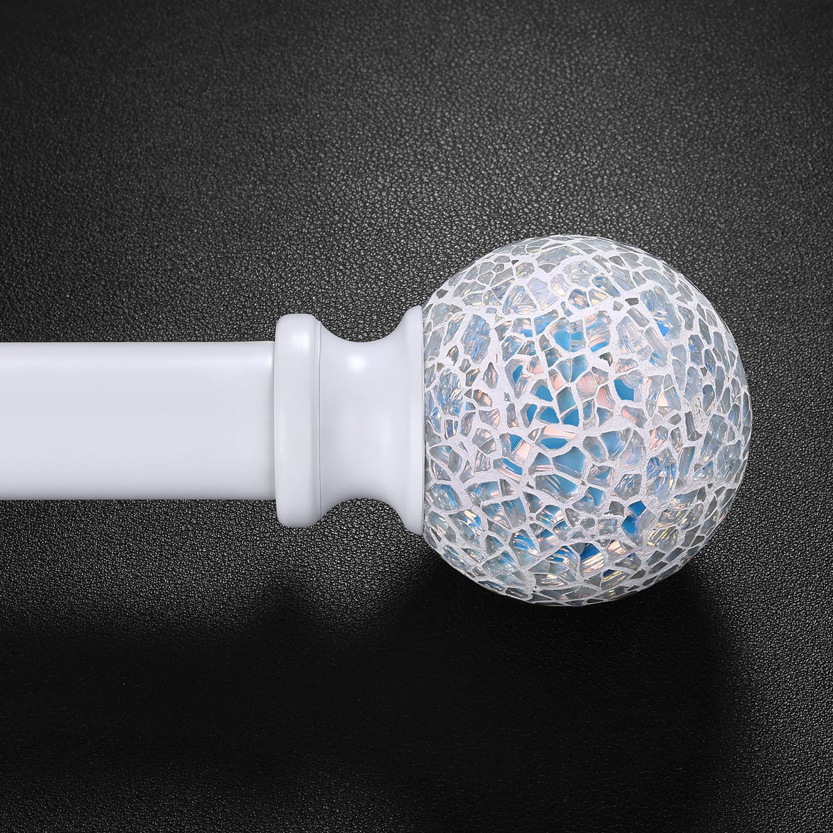 hei! dear white curtain rod with mosaic ball finial adds color and style to your window