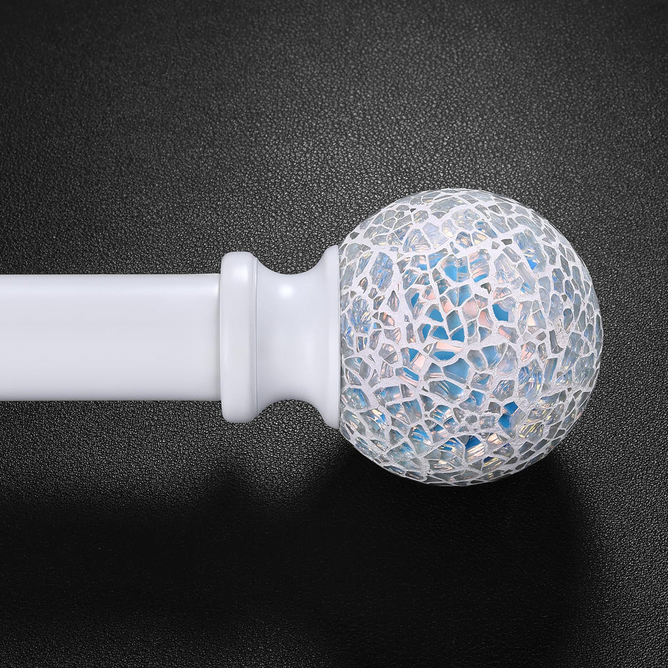 hei! dear white curtain rod with mosaic ball finial adds color and style to your window