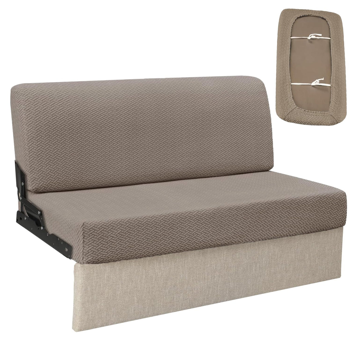 Heicofer RV couch cover backrest in khaki protects against spills on the road