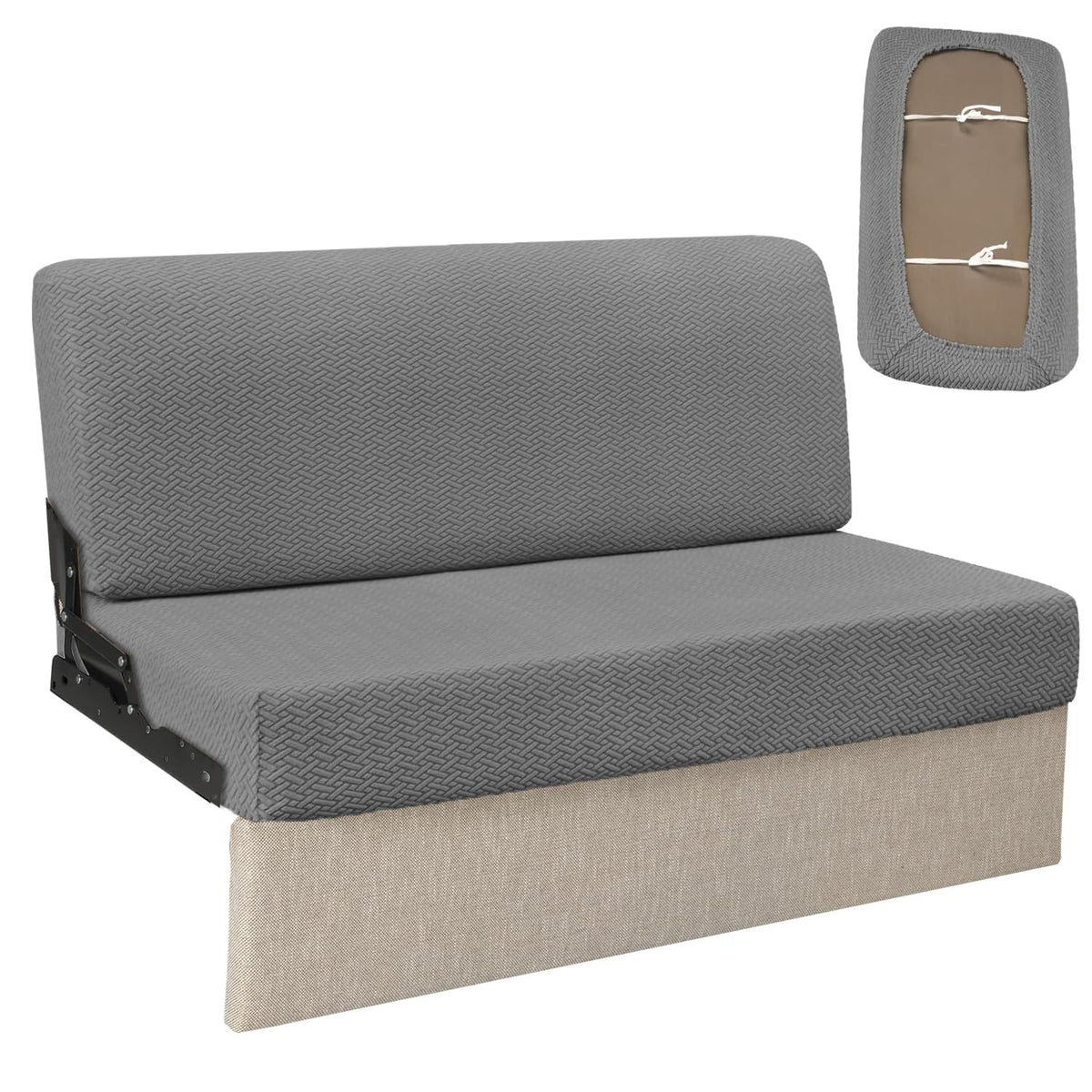 Heicofer RV couch cover backrest with snug-fit elastic edge for secure, wrinkle-free look.