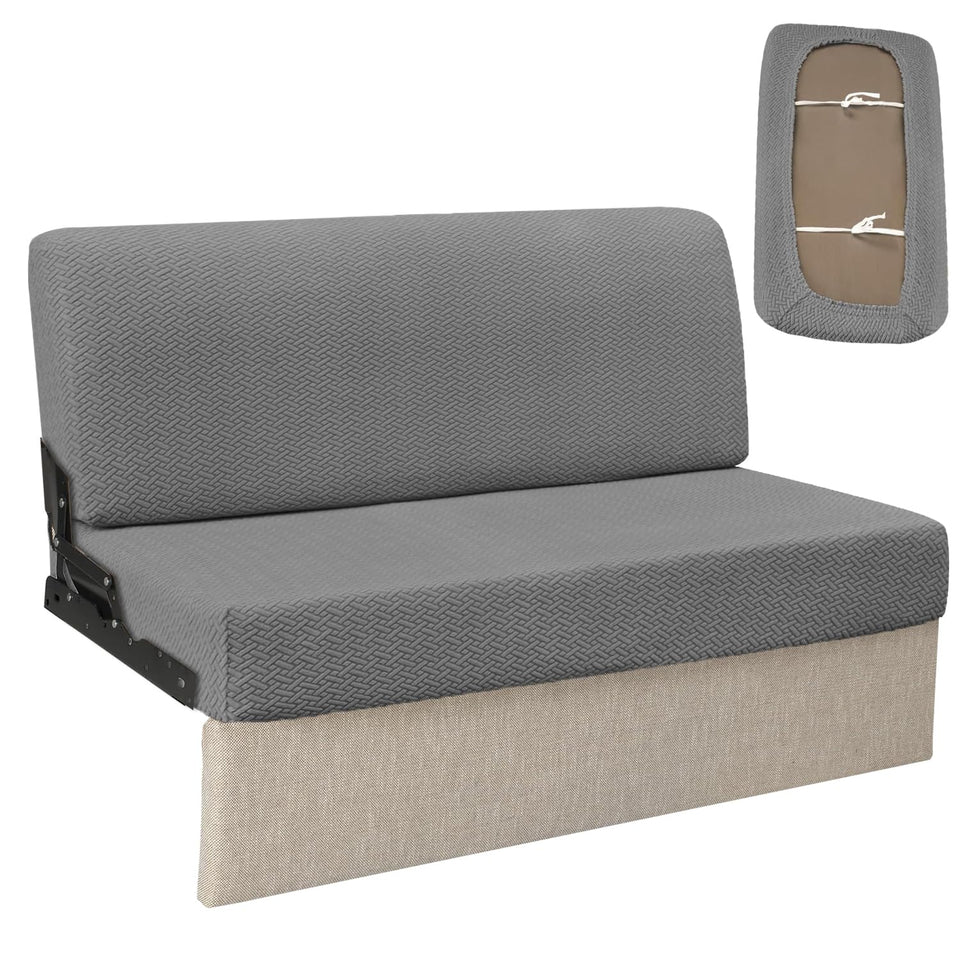 Heicofer RV couch cover backrest with snug-fit elastic edge for secure, wrinkle-free look.