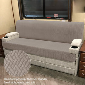 Heicofer RV couch cover closeup stretch fabric showing durability