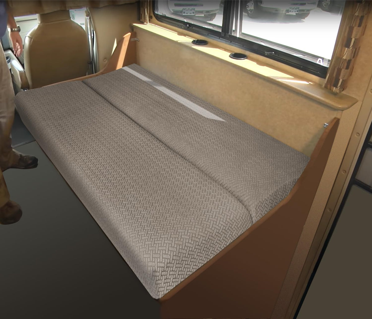 Heicofer RV couch cover full assembly demonstrates quick installation