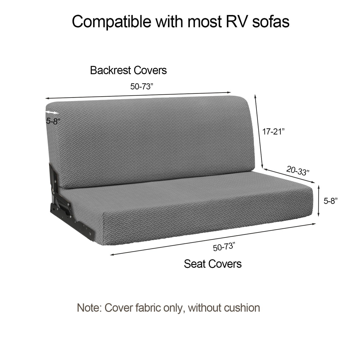 Heicofer RV couch cover seat with snug-fit elastic edge for secure, wrinkle-free look.