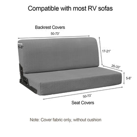 Heicofer RV couch cover seat with snug-fit elastic edge for secure, wrinkle-free look.