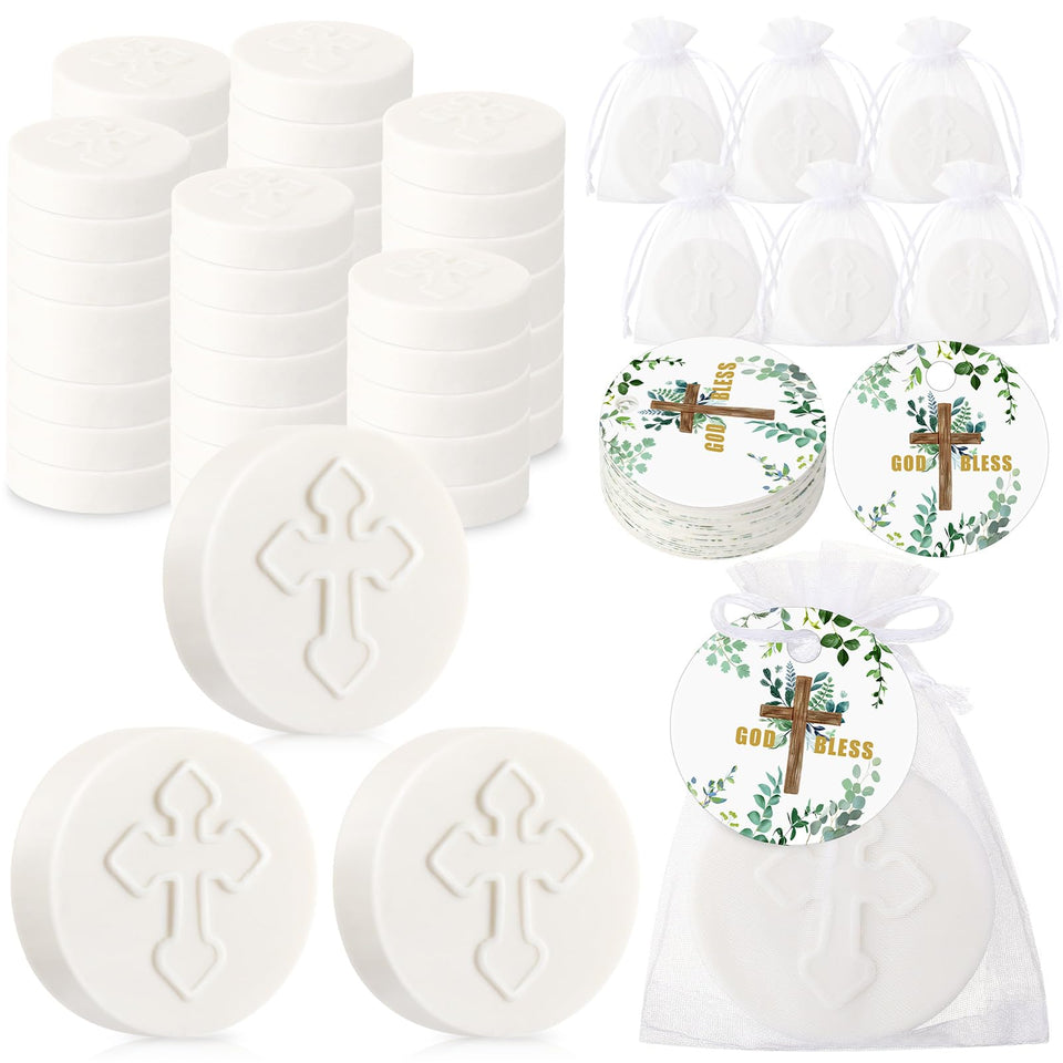 Heigble cross soap baptism favor with a graceful cross design for a meaningful keepsake.