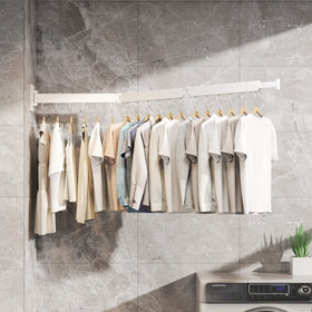 HEILAIYI drying rack with 18 hooks ready for clothes, hats, bags.