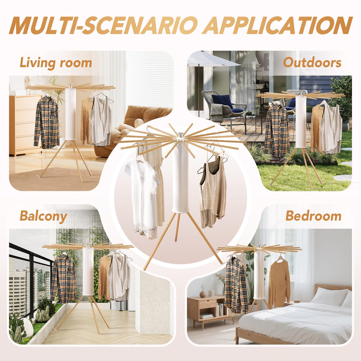 HEILAIYI folding drying rack with zero-tool assembly for quick setup.