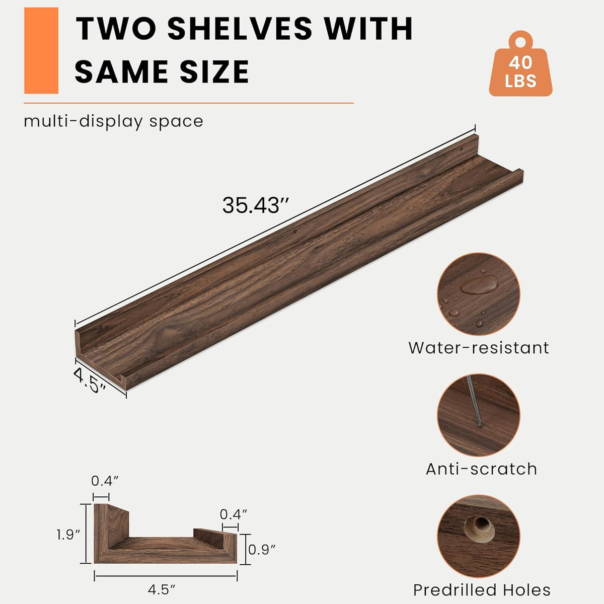 Heimlove floating shelves 36-inch ledge for stylish wall storage and display.